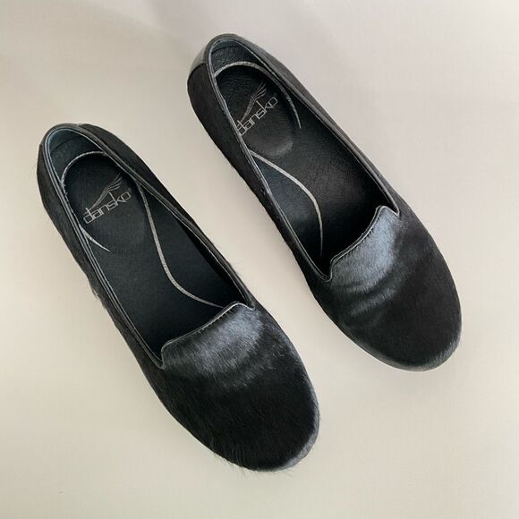 Pony Hair Dansko Olivia Loafer Low Comfort Heel Black 38 - Picture 11 of 13